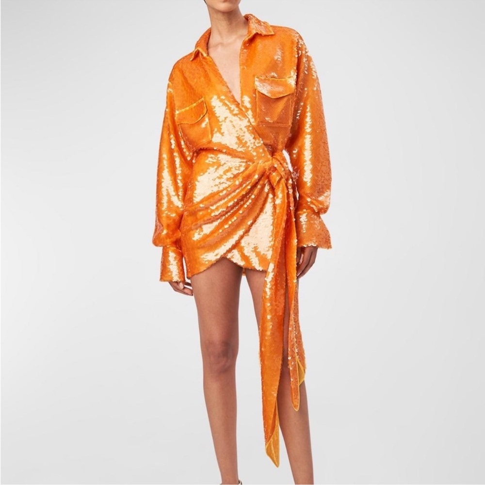 Ronny Kobo Collection Orange Sequin Dress-wore once